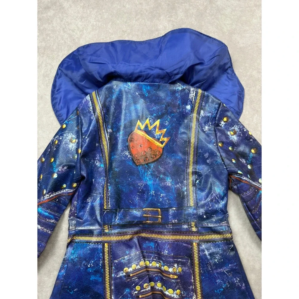 Disney Store Descendants 2 Mai Jacket Kids‎ 5/6 Blue Faux Leather Studded Moto - Picture 10 of 16